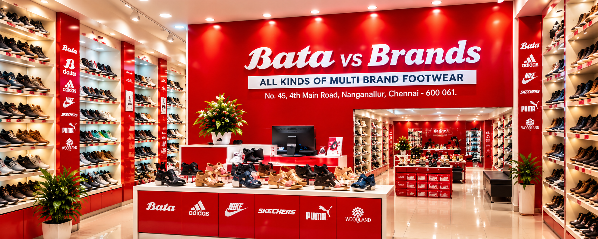 Bata vs Brands footwear showroom interior